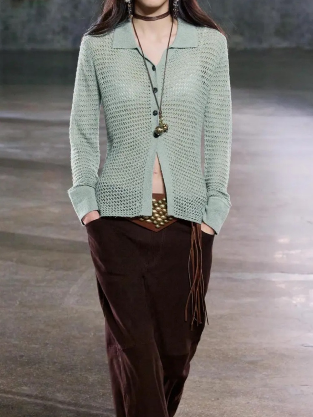 Zara Cut Out Knit Polo Sweater